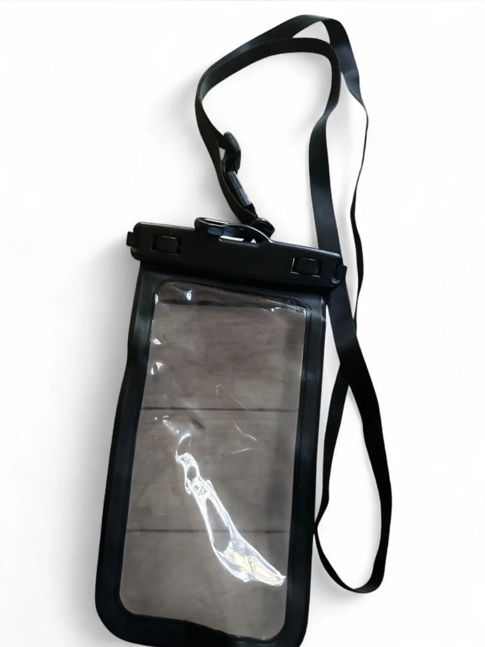 Clear Waterproof Phone Pouch with Black Strap